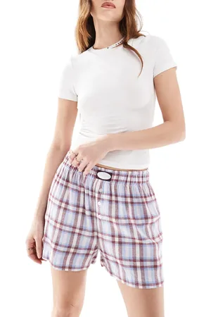 Cotton On Cotton On flannel boyfriend boyfriend short in windsurfer blue evie check