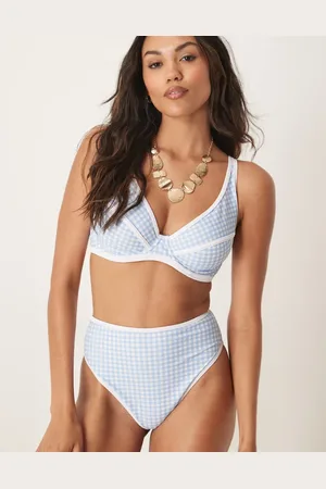 Peek & Beau High waist bikini bottom with contrast binding in gingham