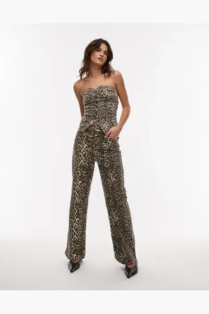 MANGO Leo straight leg jeans in leopard print