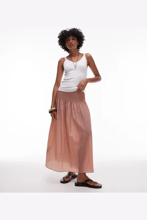 MANGO Ruched top boho skirt in light