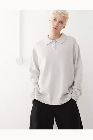 COLLUSION Soft knitted long sleeve polo in