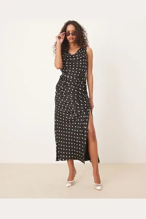 Abercrombie & Fitch Cowl neck drape maxi dress in dot