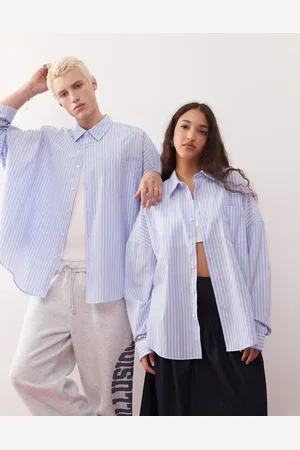 COLLUSION Unisex oversized shirt in blue stripe