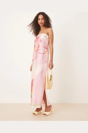 Abercrombie & Fitch Satin strapless maxi dress in floral