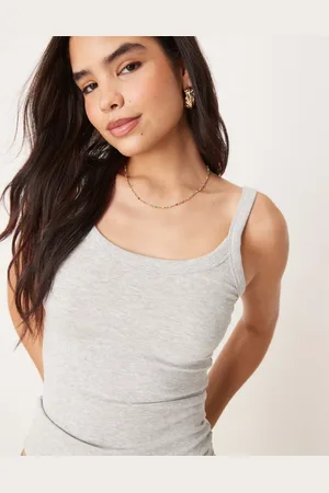 Gina Tricot Rib singlet top in melange