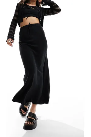 ASOS Linen look tie waist bias midi skirt in