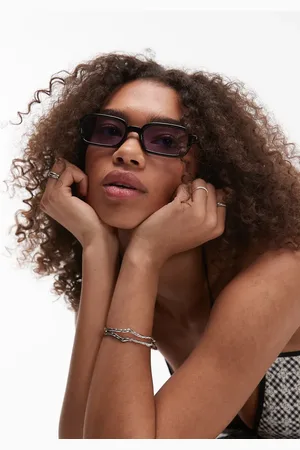 Le Specs Pilferer rectangle sunglasses in with lilac tint lens