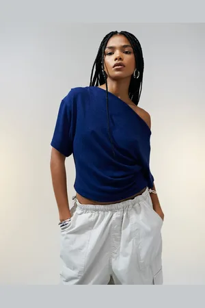 ASOS Textured knit corset waist detail tee in