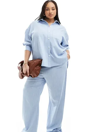 4th & Reckless Wide leg drawstring waist trousers co-ord in light