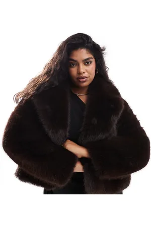 Forever New Faux fur coat in chocolate