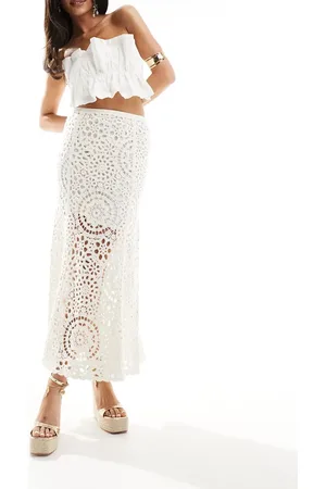 & OTHER STORIES & crochet knit maxi skirt in off