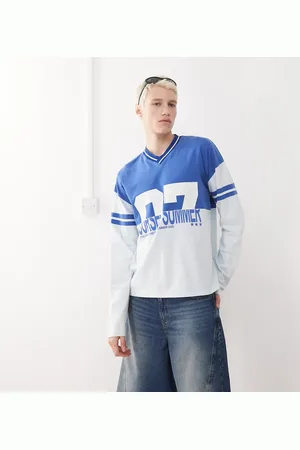 COLLUSION Long sleeve splice football top in