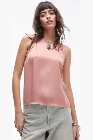 Topshop Co-ord satin raw-edge racer cami top in
