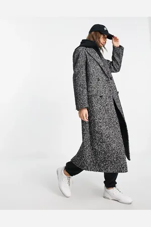 MANGO Tailored long coat in and white speck