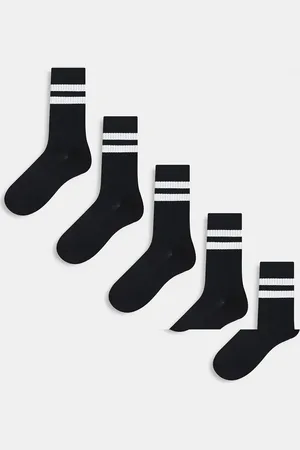 Only & Sons 5 pack tennis socks with white stripe in