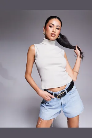 ASOS High neck sleeveless top in stone