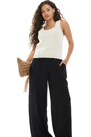 VERO MODA High waisted floaty wide leg trousers in