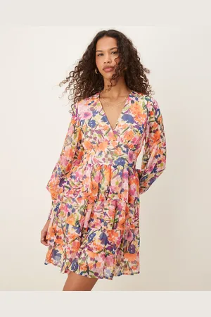 VILA Tiered mini dress in floral print