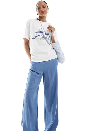 VERO MODA Fluid wide leg trousers in chambray
