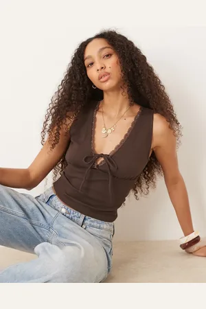 Gina Tricot Rib tie front tank top in