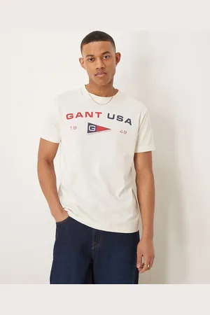 GANT USA flag logo print t-shirt in cream