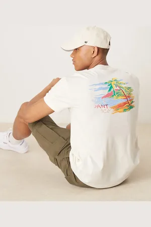 GANT Beach logo back print t-shirt in cream
