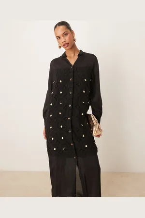 Never Fully Dressed Crochet longline shirt dress in