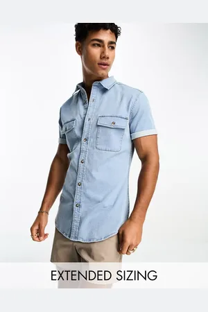 ASOS Skinny denim short sleeve shirt in light wash