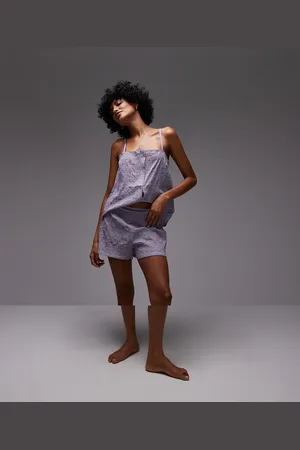 MANGO Seersucker pyjama cami top and short set in stripe
