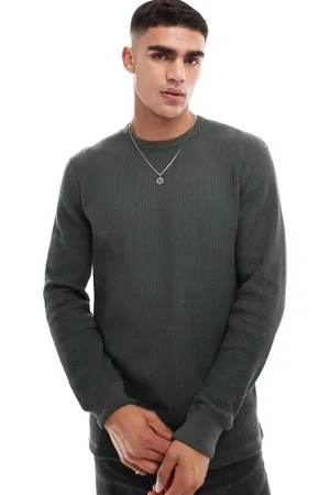 Cotton On Cotton On chunky waffle long sleeve t-shirt in army