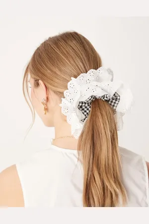 ASOS Scrunchie with gingham and broderie frill detail
