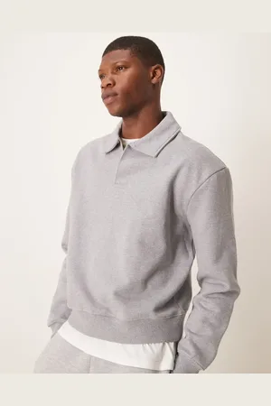 ASOS Premium heavyweight co-ord oversized boxy polo sweatshirt in marl