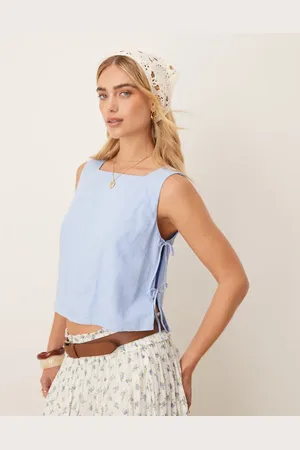 Abercrombie & Fitch Apron side toe detail top in blue