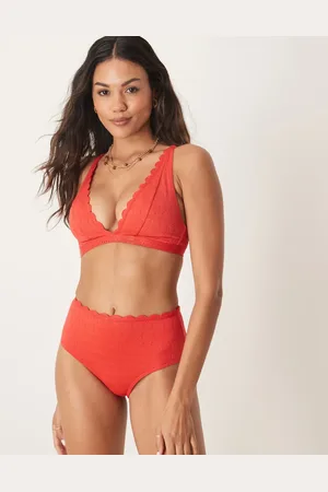 Peek & Beau Broderie high waist bikini bottom with scallop detail in