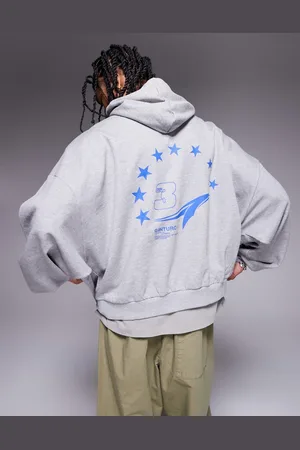 ASOS Extreme oversized hoodie with prints in marl