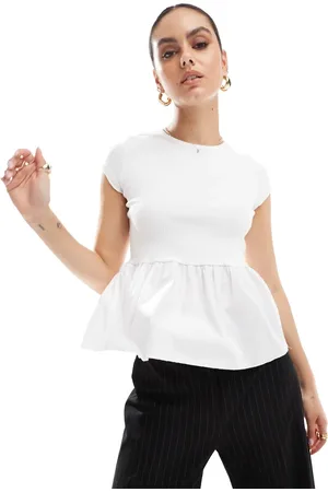 Stradivarius Frilled hem detail top in