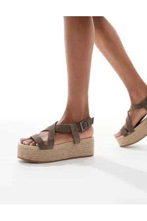 Pull&Bear Flatform espadrille in brown