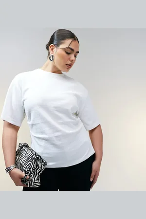 ASOS ASOS DESIGN Curve slubby textured corset waist t-shirt in