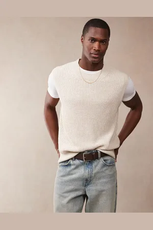 ASOS Relaxed boxy fit knitted vest in beige