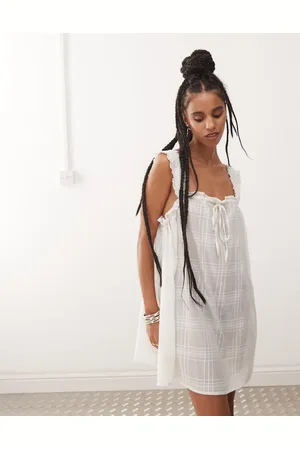 COLLUSION Check swing beach dress in