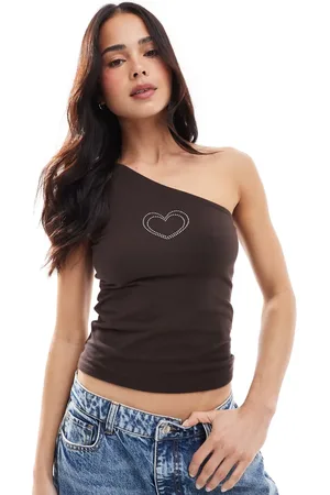 Hollister Diamante motif one shoulder top in