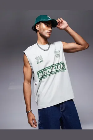 ASOS Oversized tank with front city print in light