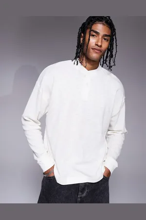 ASOS Oversized boxy textured henley in cream