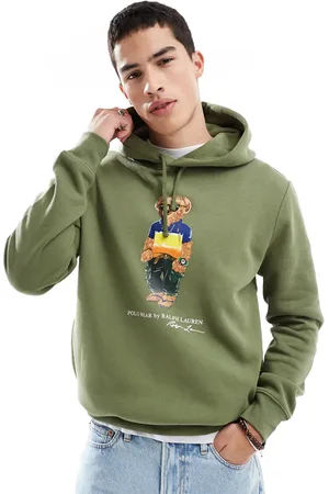 Ralph Lauren Beack bear print fleece hoodie in