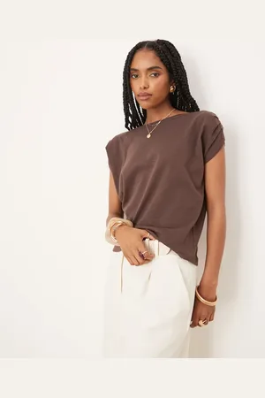 ASOS Slubby cap sleeve baby tee in chocolate