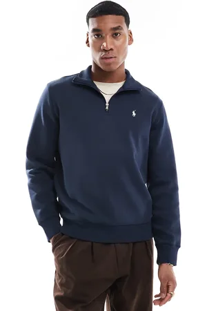 Ralph Lauren Icon logo double knit half zip sweatshirt in