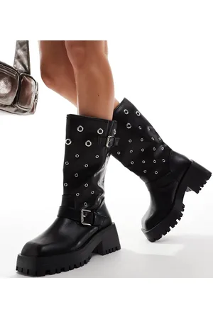 Raid Jaanvi biker knee boots with eyelets in