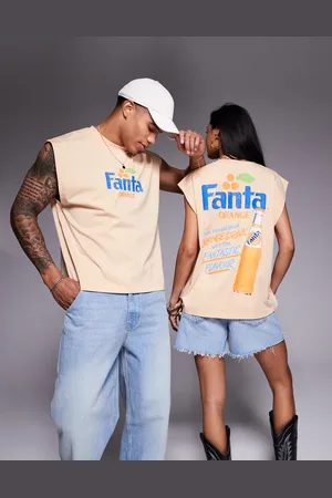 ASOS Unisex boxy oversized vest with Fanta prints in washed