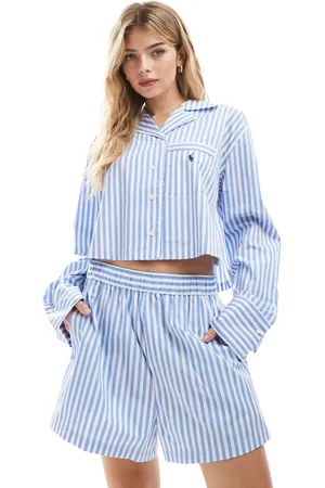 Ralph Lauren Striped crop shirt and boxer pyjama set in