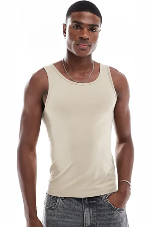 ASOS Muscle fit vest in stone